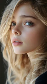 Soft portrait of young blonde girl in gentle window light.