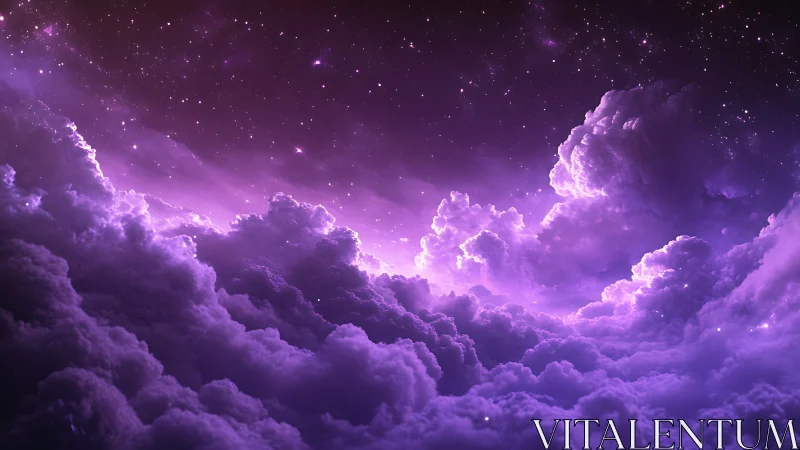 Nebular cloudscape with luminous violet volumetric lighting