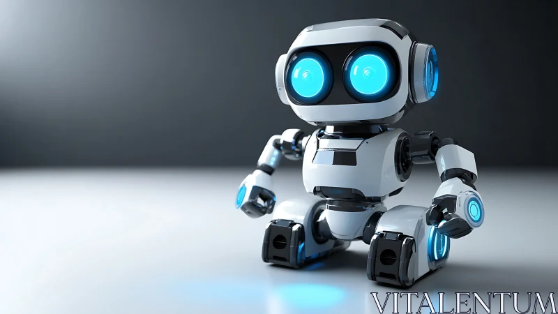 Compact service robot rendered in high-gloss 3D realism