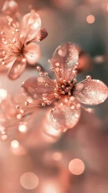 Dewdrop Dreams: Crystalline Flowers in Rose Gold Glow