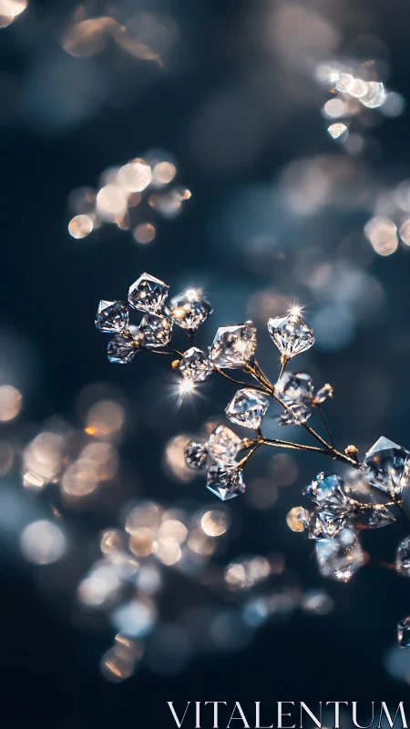 Sparkling crystal blossoms glow softly against dreamy bokeh light