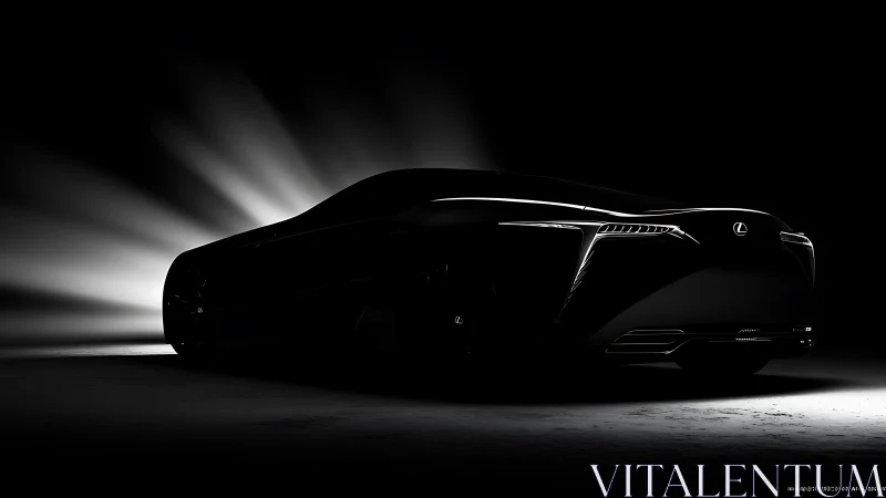 Midnight Lexus silhouette slices through cinematic backlight.