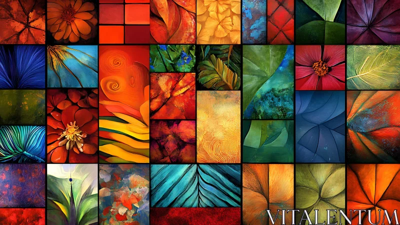 Colorful botanical mosaic of abstract floral whispers.