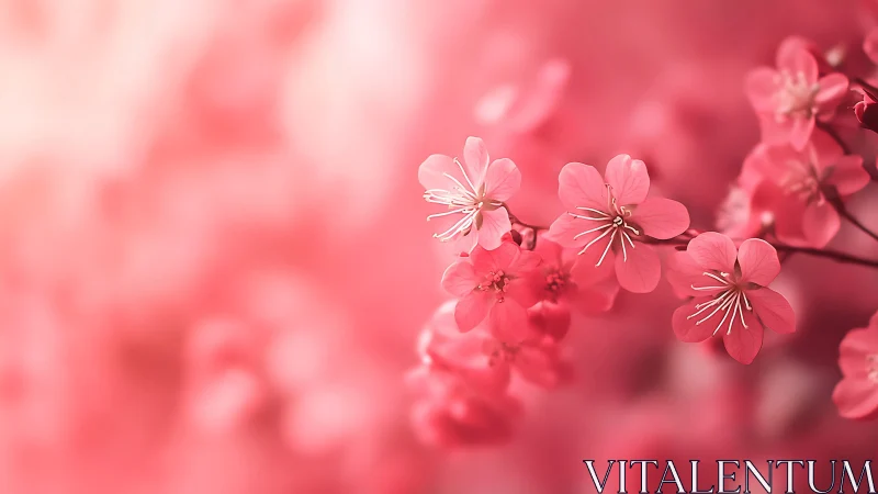 Pink flowering shrub with shallow depth of field rendering