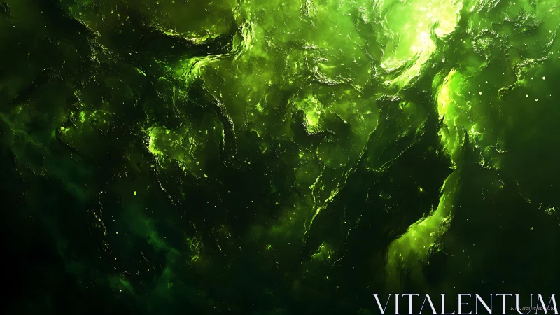 Luminescent Nebula Grid in Deep Emerald Abstract Space.
