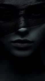 Veiled monochrome portrait isolates lips through chiaroscuro