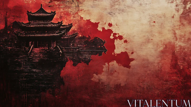 Crimson temple emerging from a dream-stained horizon.