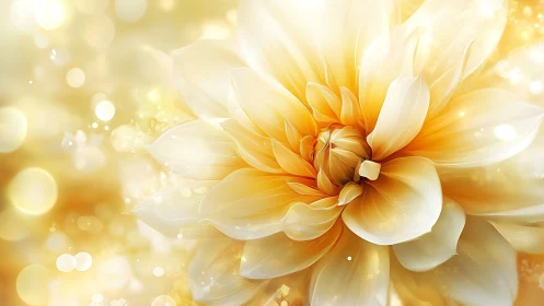Golden Dahlia in Soft Bokeh Light.
