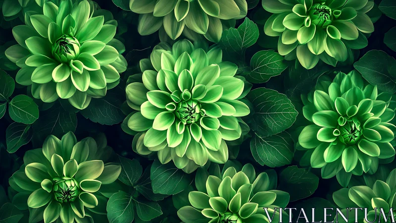 Luminous Lime Dahlias Dance in Verdant Garden Splendor.