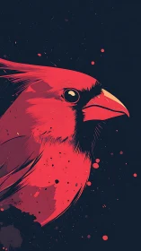 Vector cardinal profile with high-contrast chromatic splatter.