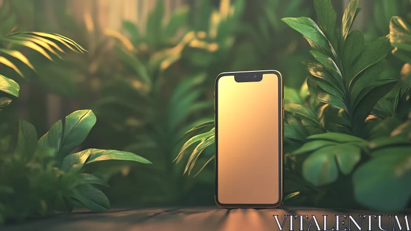 Glowing Device Nestled Among Verdant Garden Whispers