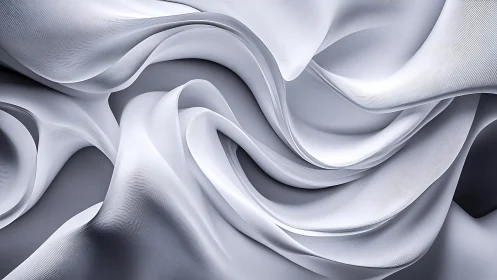 Flowing White Fabric Abstract Art with Smooth Modern Texture.