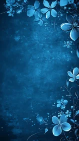 Blue Luminescent Floral Composition with Translucent Petal Rendering