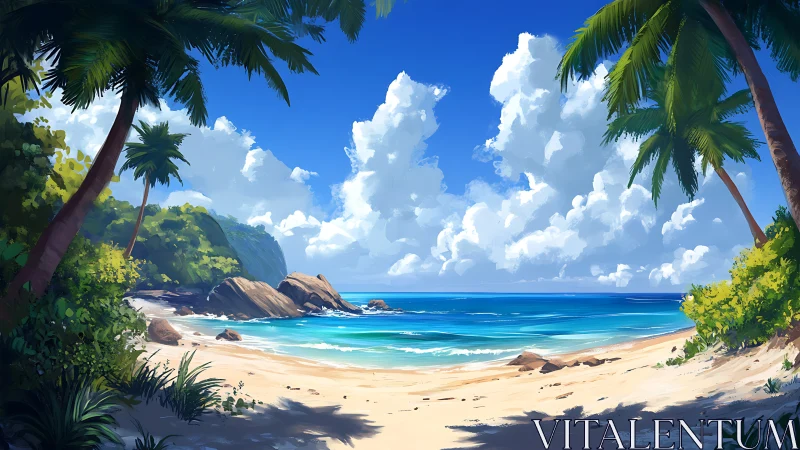 Tropical Paradise Beckons Beneath Swaying Palms and Endless Skies.