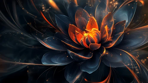 Glowing lotus bloom unfolding in swirling cosmic light.