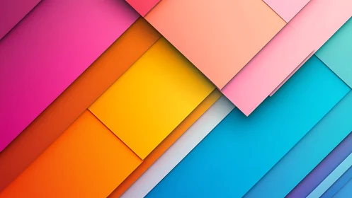 Layered diagonal color panels create geometric gradient depth