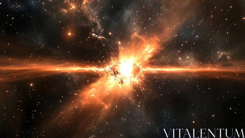 Starforge eruption ignites a blazing rift across space.