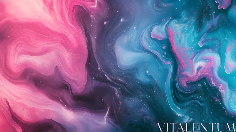 Swirling pink and teal nebula flows through a cosmic dreamscape