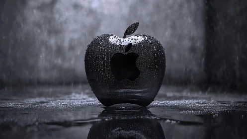 Midnight chrome apple drinks the storm in perfect silence