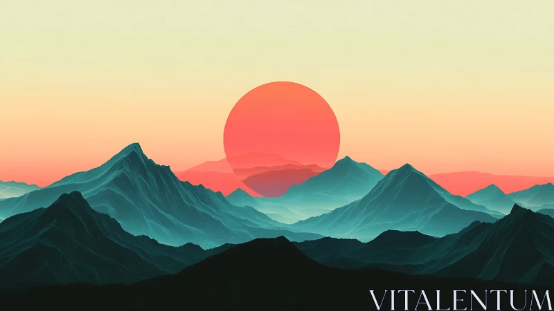 Soft pastel sunrise settles gently over layered blue peaks