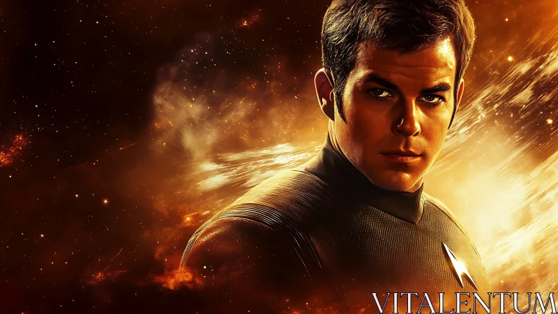 Starfleet officer portrait amid dynamic nebular light field