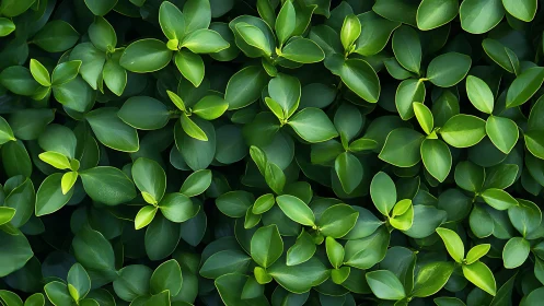 Lush green foliage pattern with glossy overlapping leaves.