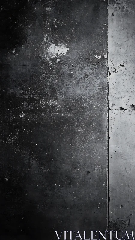 Monochrome concrete wall with erosion, surface cracking and noise gradients