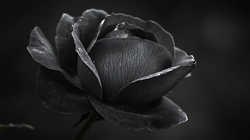 Monochromatic Rose Bloom Rendered in High Contrast.