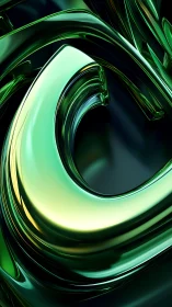 Emerald glass vortex curves reflect cinematic neon light.