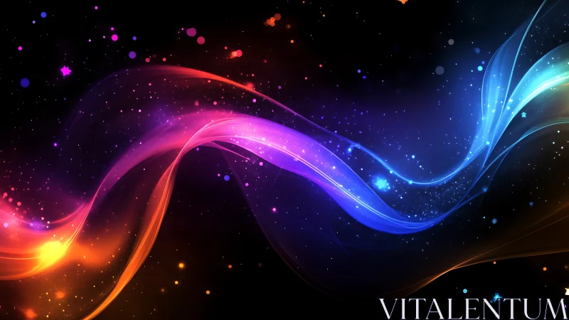 Shimmering color waves drift gently across a starry night