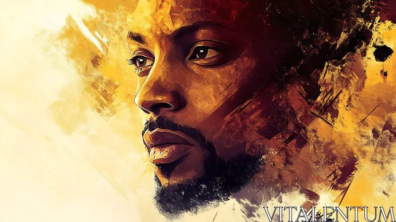 Ember-touched portrait of a quiet dreamer in golden haze.