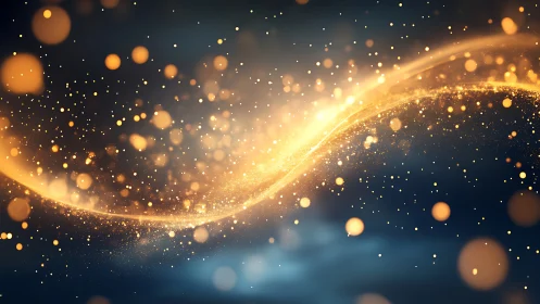 Glowing golden light trails drifting across a night sky.