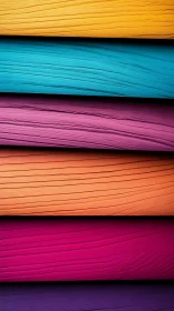 Stacked painted planks form horizontal bands in bright colors