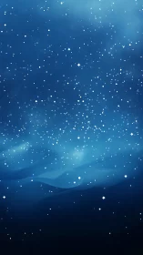 Starlit blue nebula sky over softly layered cosmic waves