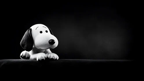 Playful beagle figurine in dramatic low key lighting.