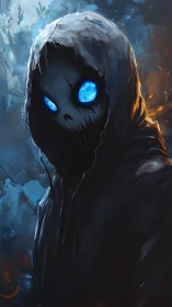 Hooded wraith silhouette watches with glowing blue eyes