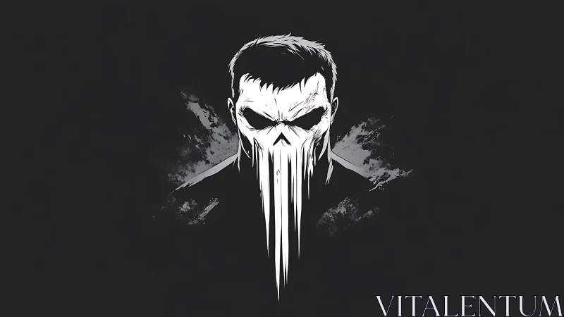 Dark skull-masked figure with dripping monochrome visage.