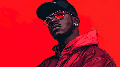 Crimson street style portrait with bold urban attitude.