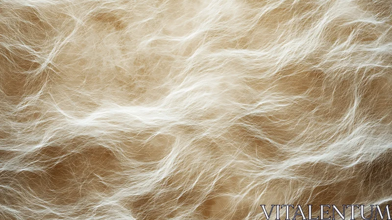 Fine white fibers form dense overlapping strands on beige ground