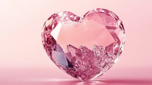 Crystalline Heart Shatters Into Luminous Pink Dreams