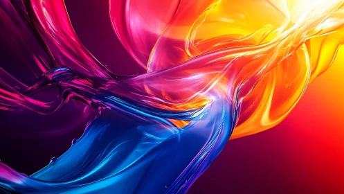 Colored fluid ribbons with gradient light transitions.