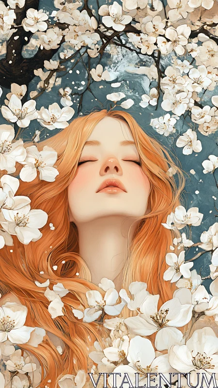 Spring daydream beneath drifting blossoms of quiet light.