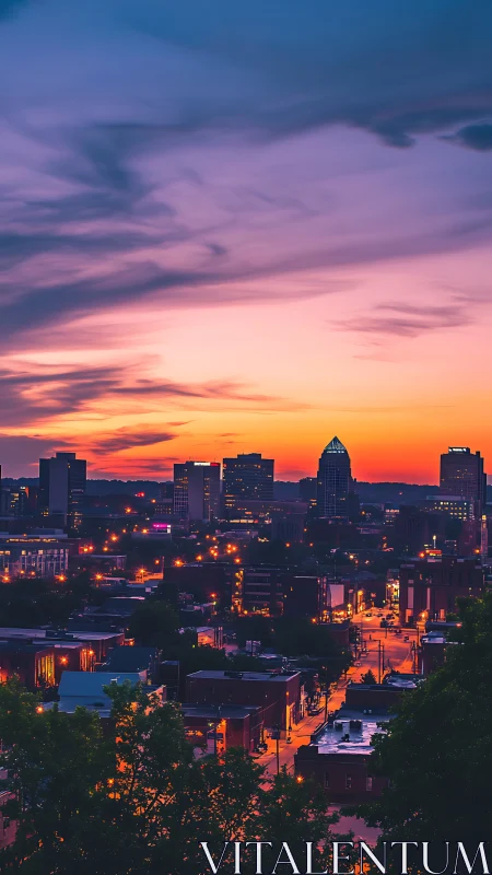 Neon dusk skyline humming beneath painted cotton skies.