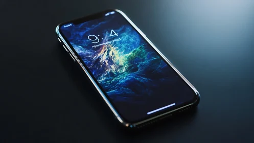 Modern Smartphone Lock Screen: Blue Earth Wallpaper Digital Display.