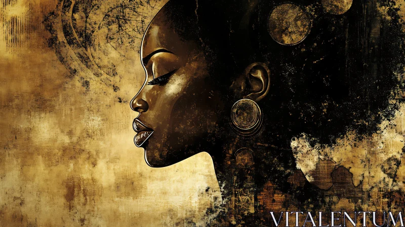 Golden profile portrait radiates quiet strength and grace.