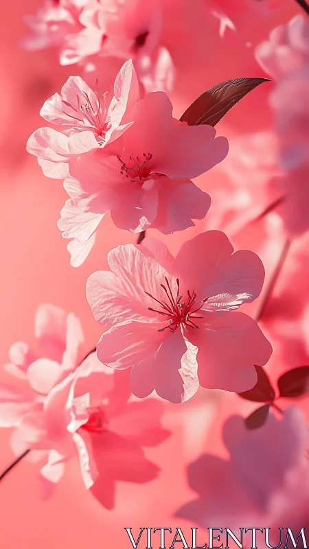 Pink Blossoms with Translucent Petals and Filaments.