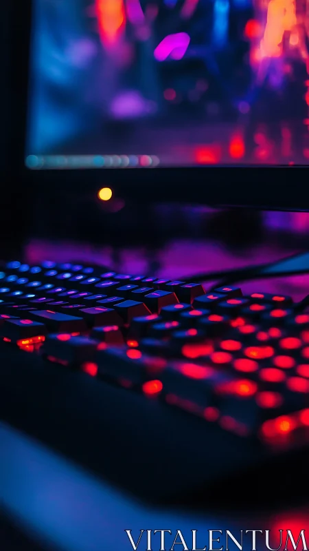 RGB mechanical keyboard under shallow depth-of-field illumination.
