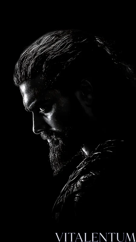 High-contrast male profile rendered in dramatic rim lighting