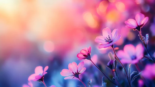 Pink Cosmos Blooms Drift Through Dreamlike Bokeh Wonder.