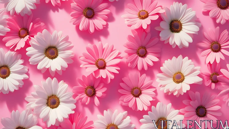 Pink Daisies Floral Composition Vibrant Gradient.